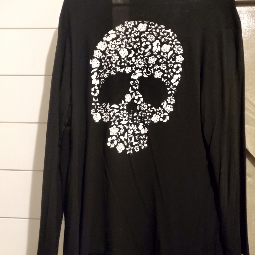 Black and white floral skull cardigan